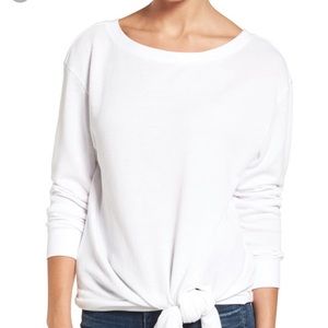 Lightweight white front tie top.